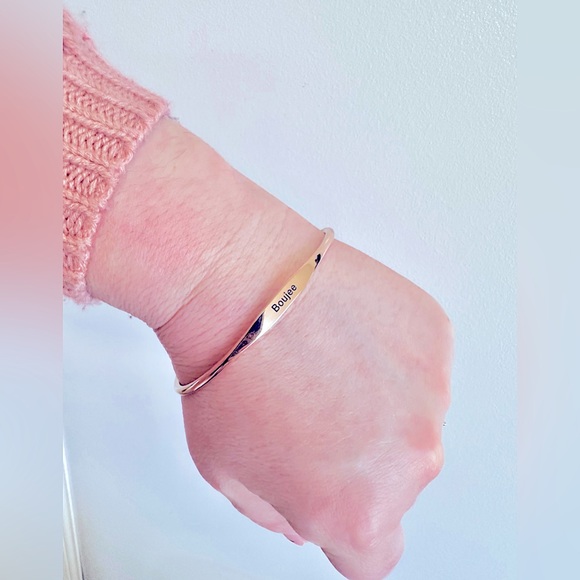 NEW: Stylish Jewelry Custom Made Bangle Bracelets Urban Saying “Bougie” Engraved - Picture 3 of 16